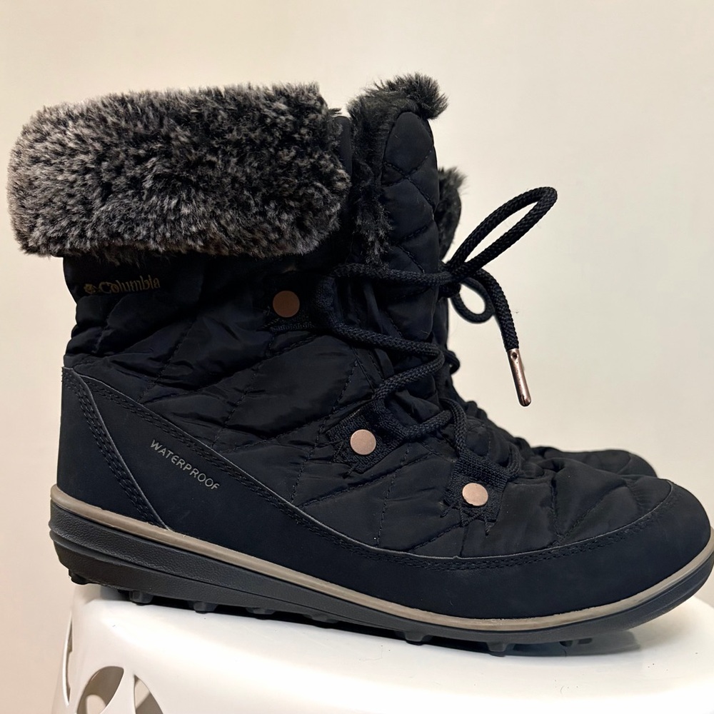 Columbia Women's Black Winter Boots with faux fur trim